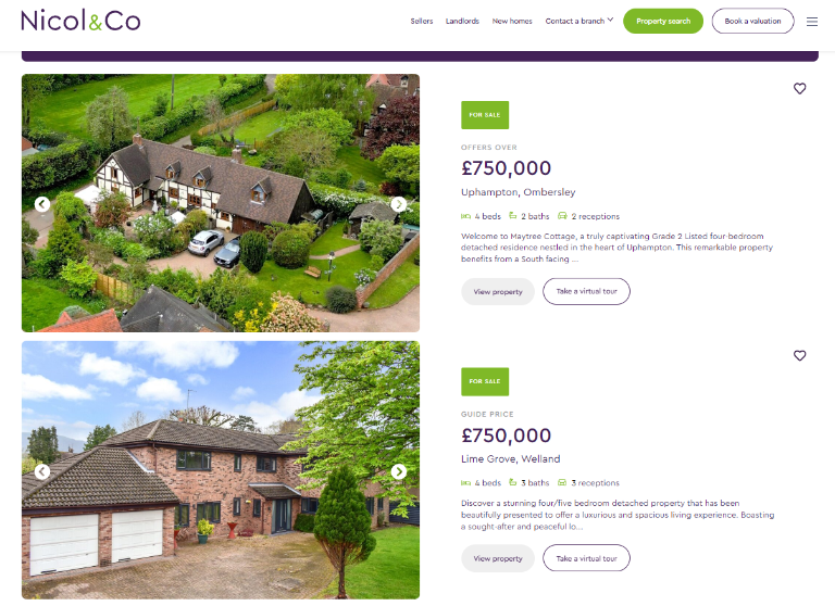 The stunning new Nicol & Co Estate Agent website has the latest superfast property pages with advanced tech integrations.